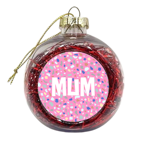 Mum (Terrazzo Background) - xmas bauble by Adam Regester