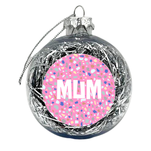Mum (Terrazzo Background) - xmas bauble by Adam Regester