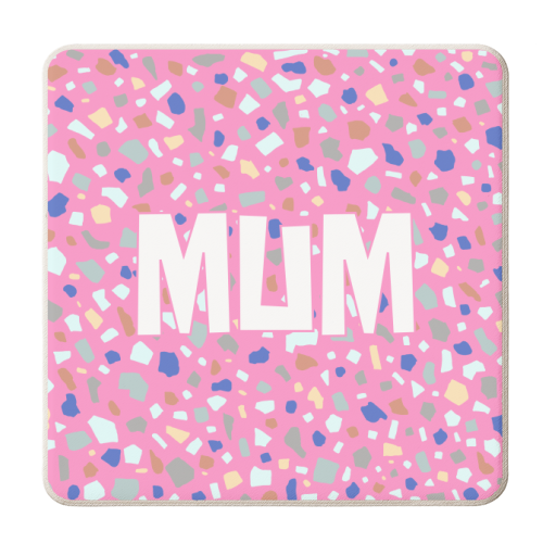 Mum (Terrazzo Background) - personalised beer coaster by Adam Regester