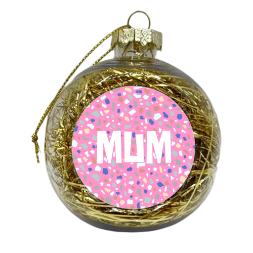 Mum (Terrazzo Background) - xmas bauble by Adam Regester