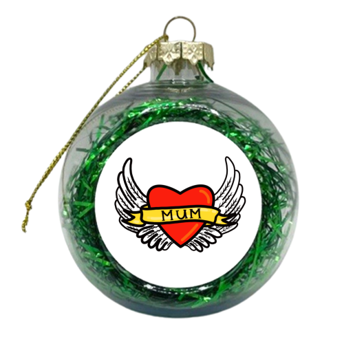Mum Winged Tattoo Design - xmas bauble by Adam Regester