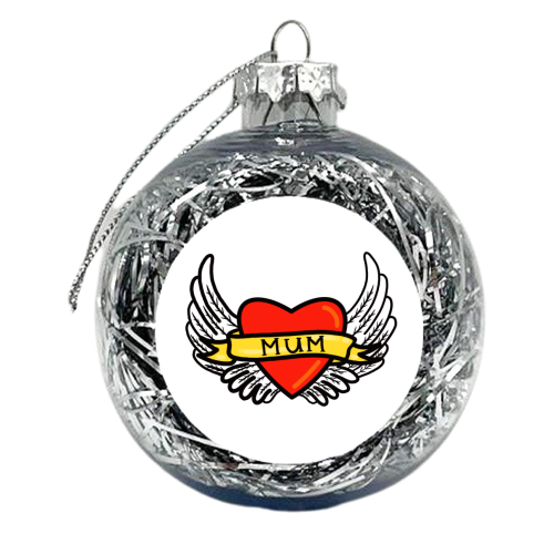 Mum Winged Tattoo Design - xmas bauble by Adam Regester