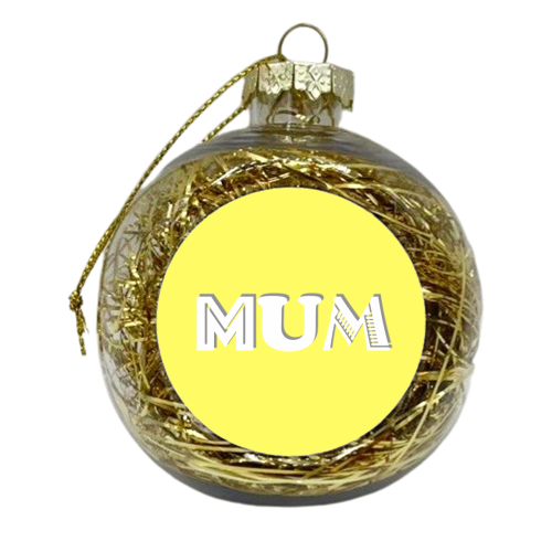Mum (yellow/grey) - xmas bauble by Adam Regester