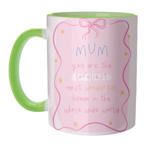 Mum You Are The Loveliest - Cute Bow Mother's Day / Birthday Art - unique mug by By Honey Studios