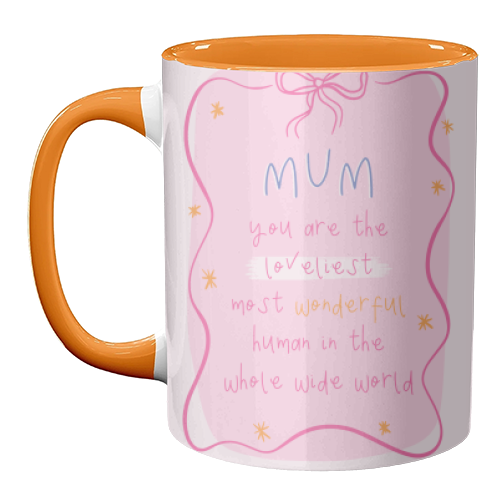 Mum You Are The Loveliest - Cute Bow Mother's Day / Birthday Art - unique mug by By Honey Studios