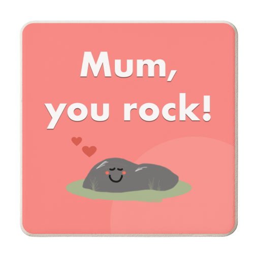 Mum, You Rock! - personalised beer coaster by Card and Cake