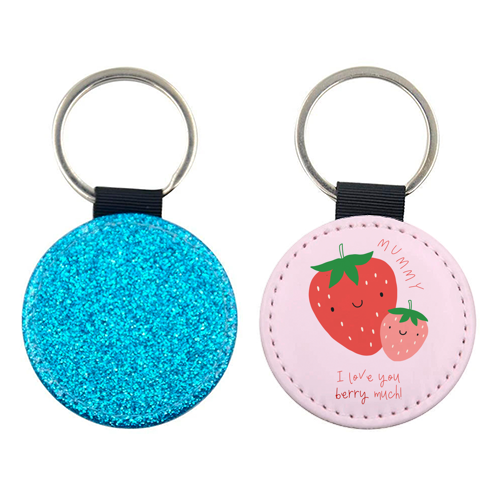 Mummy I Love You Berry Much - Cute Pun Mother's Day / Birthday Art - Pink Strawberries - keyring by By Honey Studios