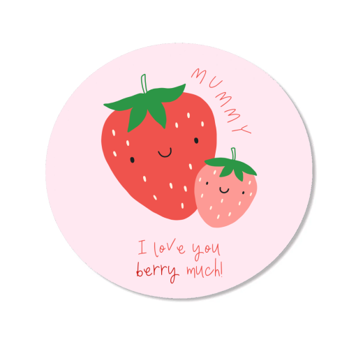 Mummy I Love You Berry Much - Cute Pun Mother's Day / Birthday Art - Pink Strawberries - Magnet by By Honey Studios
