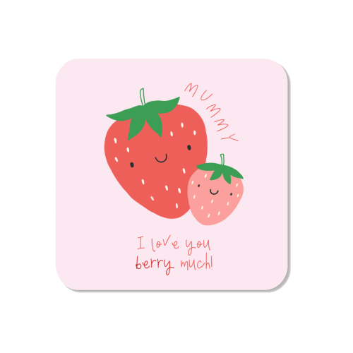 Mummy I Love You Berry Much - Cute Pun Mother's Day / Birthday Art - Pink Strawberries - Magnet by By Honey Studios