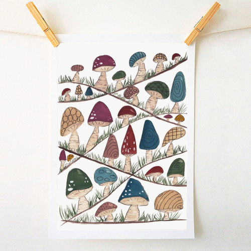 Mushroom Hills - A1 - A4 art print by Linbylane