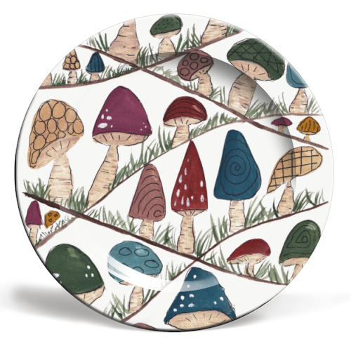 Mushroom Hills - ceramic dinner plate by Linbylane