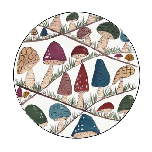 Mushroom Hills - Circle Sticker by Linbylane