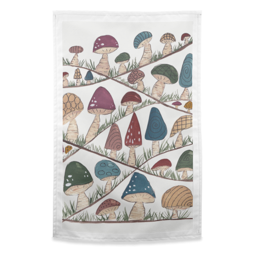 Mushroom Hills - funny tea towel by Linbylane