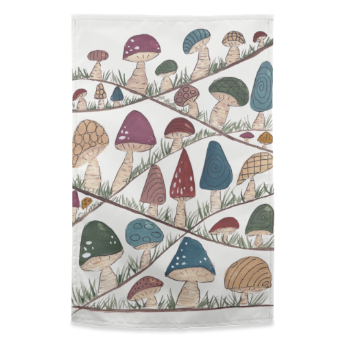 Mushroom Hills - funny tea towel by Linbylane