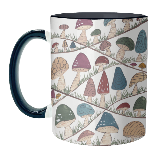 Mushroom Hills - unique mug by Linbylane