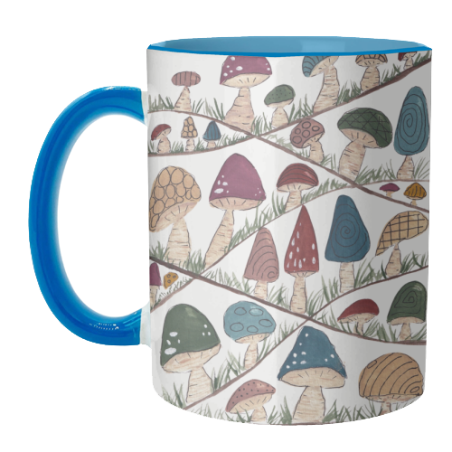 Mushroom Hills - unique mug by Linbylane