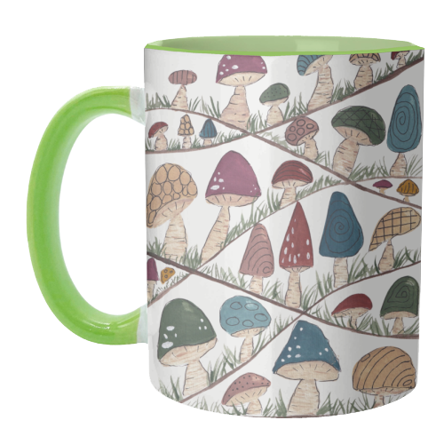 Mushroom Hills - unique mug by Linbylane
