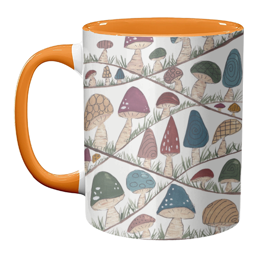 Mushroom Hills - unique mug by Linbylane