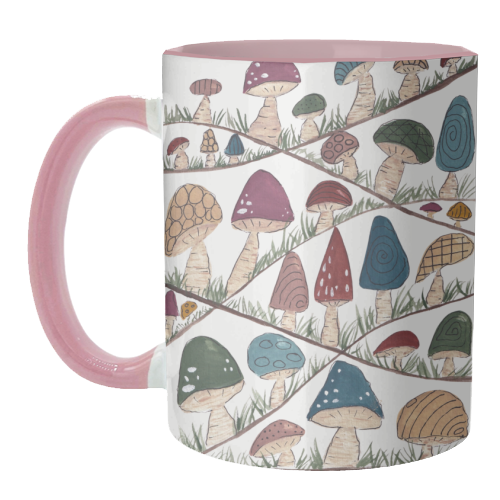 Mushroom Hills - unique mug by Linbylane