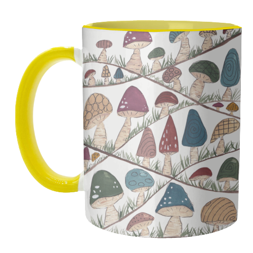 Mushroom Hills - unique mug by Linbylane