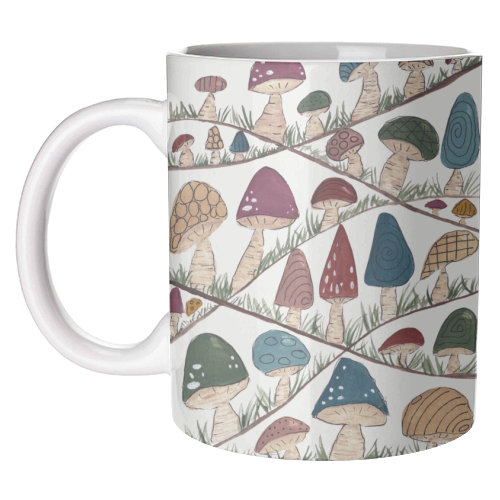 Mushroom Hills - unique mug by Linbylane
