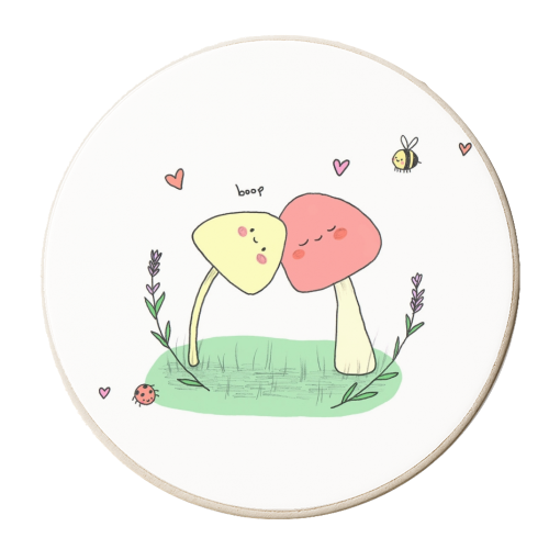 mushrooms - personalised beer coaster by Ellie Bednall