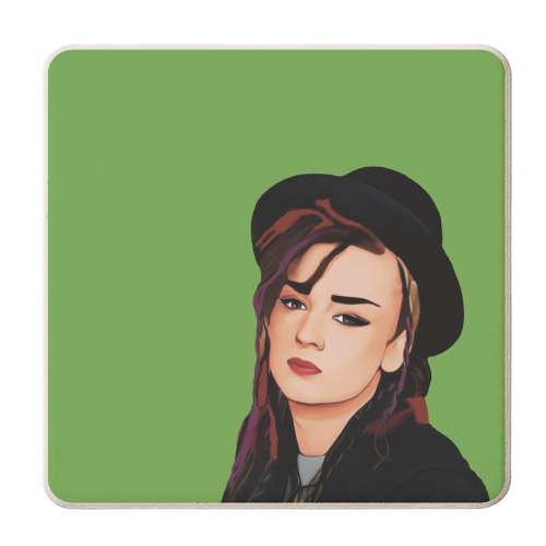 Music Icons: Boy George - personalised beer coaster by Giddy Kipper