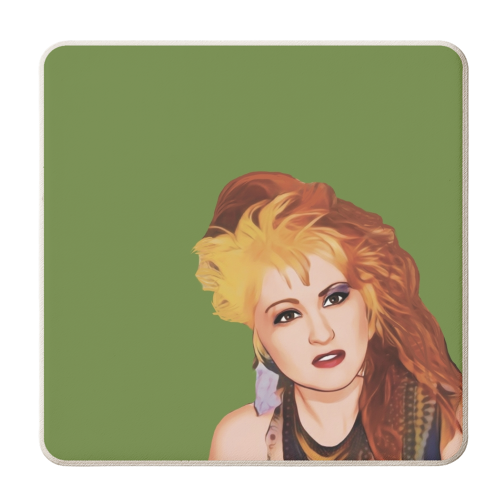 Music Icons: Cyndi Lauper - personalised beer coaster by Giddy Kipper