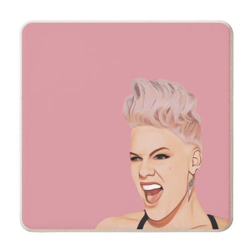 Music Icons: Pink - personalised beer coaster by Giddy Kipper