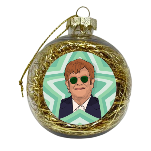 Music stars Green Glass print - xmas bauble by The Girl Next Draw