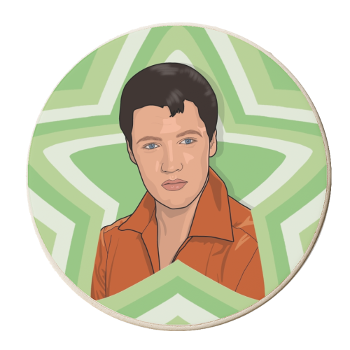 Music stars elvis Presley - personalised beer coaster by The Girl Next Draw