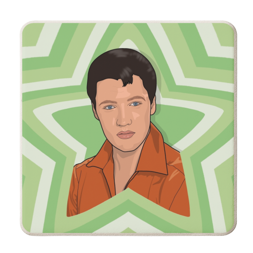 Music stars elvis Presley - personalised beer coaster by The Girl Next Draw