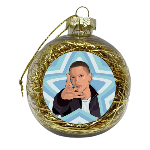 Music stars eminem print - xmas bauble by The Girl Next Draw