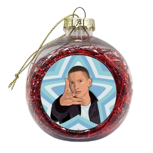 Music stars eminem print - xmas bauble by The Girl Next Draw
