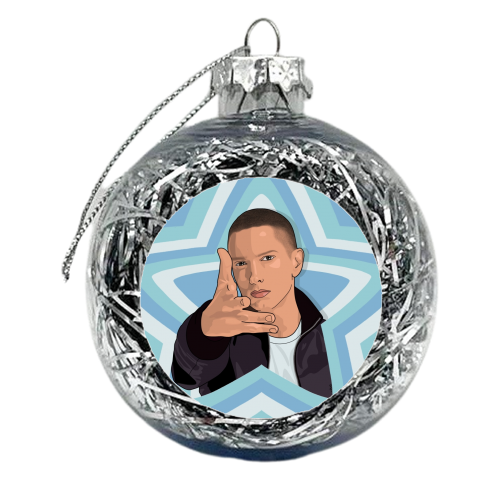 Music stars eminem print - xmas bauble by The Girl Next Draw
