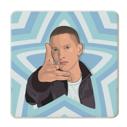 Music stars eminem print - personalised beer coaster by The Girl Next Draw