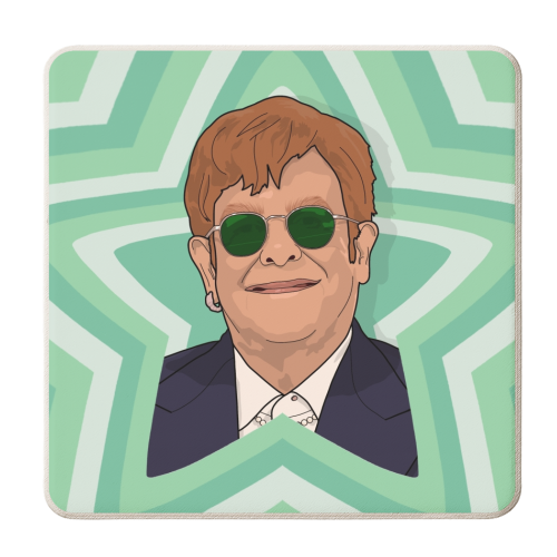 Music stars Green Glass print - personalised beer coaster by The Girl Next Draw