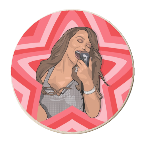 Music stars Mariah Carey print - personalised beer coaster by The Girl Next Draw