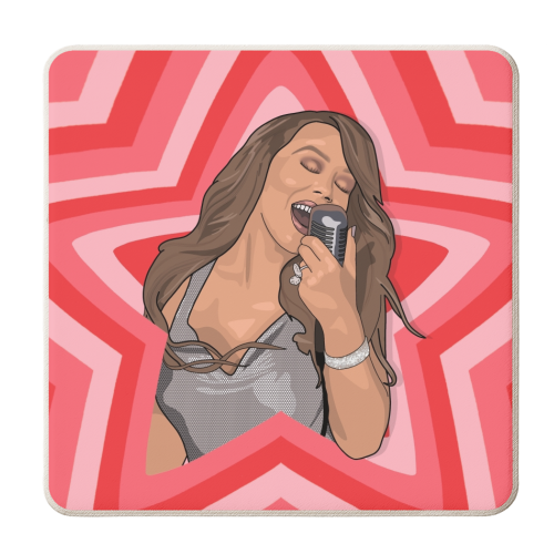 Music stars Mariah Carey print - personalised beer coaster by The Girl Next Draw