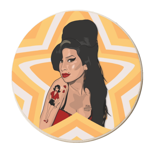 Musical stars Amy - personalised beer coaster by The Girl Next Draw