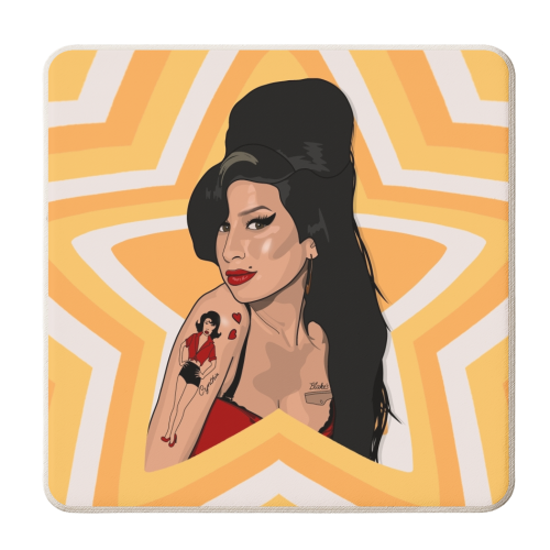 Musical stars Amy - personalised beer coaster by The Girl Next Draw