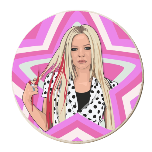 Musical stars Avril print - personalised beer coaster by The Girl Next Draw
