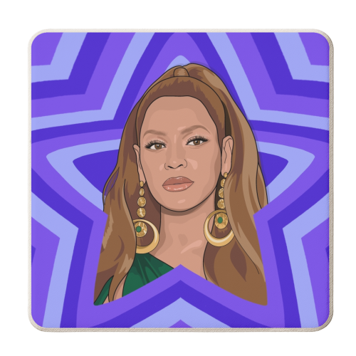 Musical stars Beyonce - personalised beer coaster by The Girl Next Draw