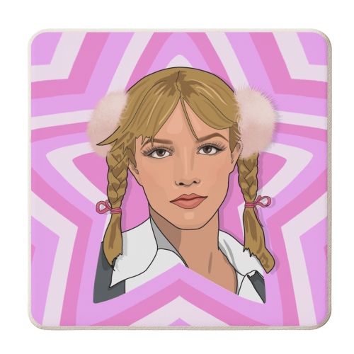 Musical stars Britney - personalised beer coaster by The Girl Next Draw