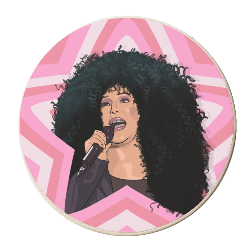 Musical stars Cher - personalised beer coaster by The Girl Next Draw