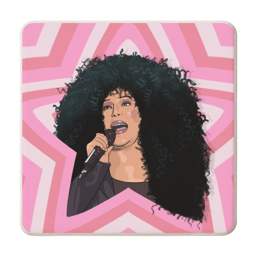 Musical stars Cher - personalised beer coaster by The Girl Next Draw