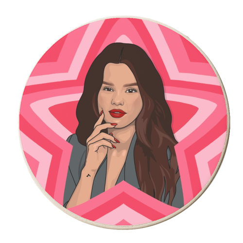Musical stars Selena Gomez print - personalised beer coaster by The Girl Next Draw