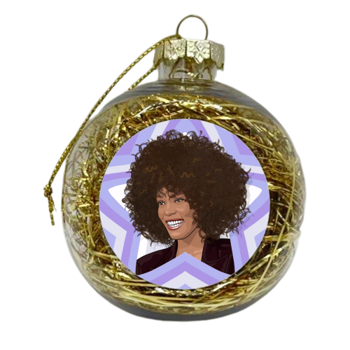 Musical stars Whitney Houston print - xmas bauble by The Girl Next Draw