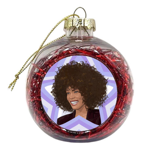 Musical stars Whitney Houston print - xmas bauble by The Girl Next Draw
