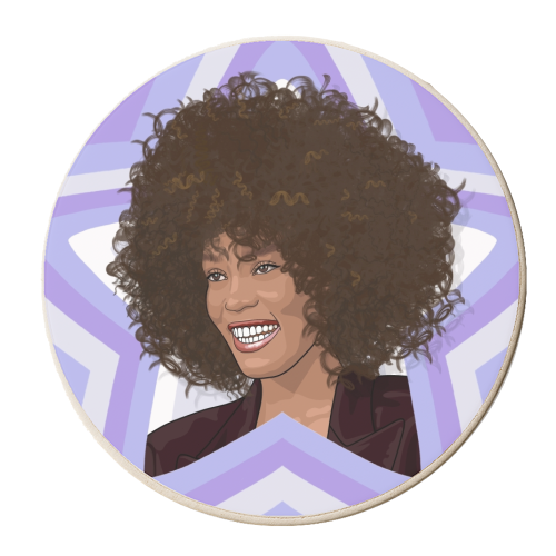 Musical stars Whitney Houston print - personalised beer coaster by The Girl Next Draw